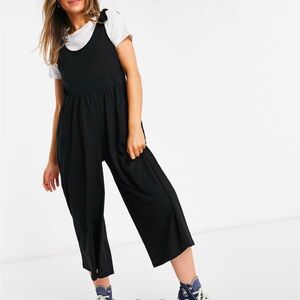 ASOS Design Tie Shoulder Smock Jumpsuit in Black Size US 4 Small